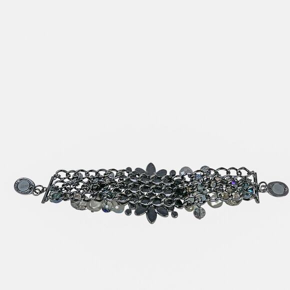 Cha Cha Bracelet Glitter Stone Blue Dangle Beads Gun Metal Chain Magnet Clasp - Picture 12 of 14